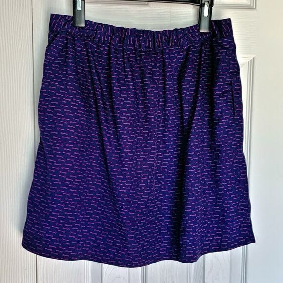 Xhilaration Skirt Large Blue With Purple Skeleton Keys button front belt loops - Picture 2 of 14